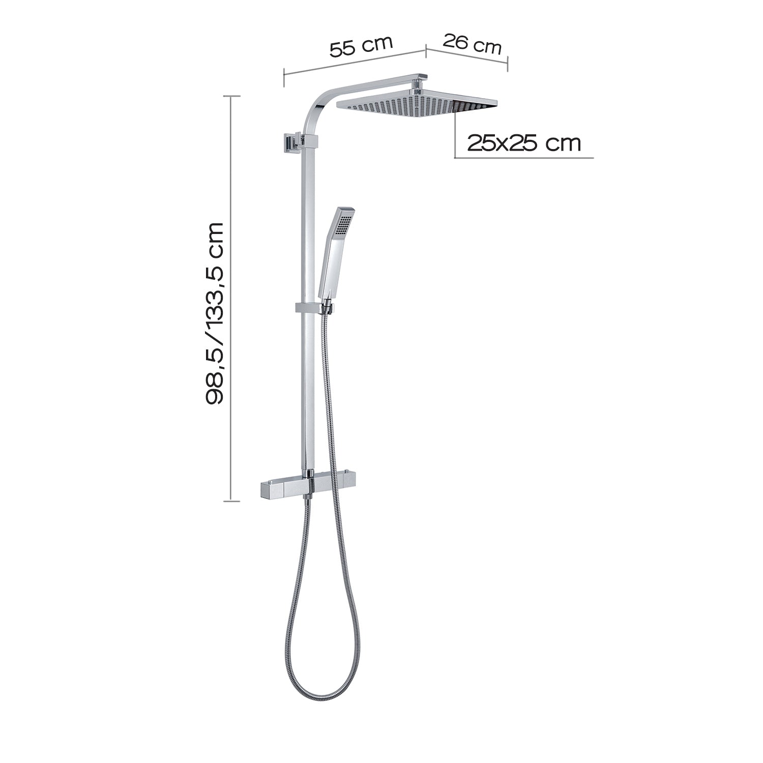 Colonna doccia estensibile con soffione quadrato e doccetta modello Star Mix 01 di Gedy - Cromato by CeramicStore | Lo specialista del tuo bagno