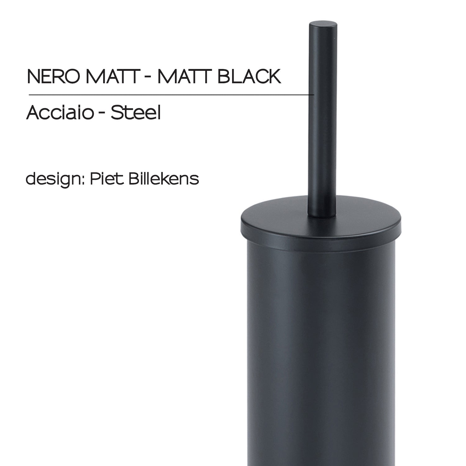 Scopino con ciuffo in setole Gedy modello Tonga - Nero Matt by CeramicStore | Lo specialista del tuo bagno