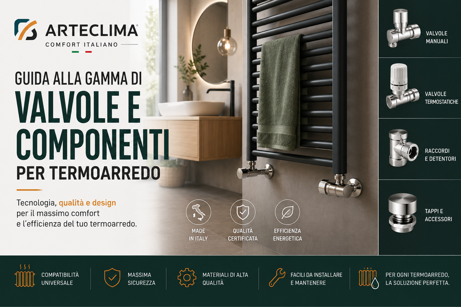 Arteclima: guida alla gamma di valvole e componenti per termoarredo