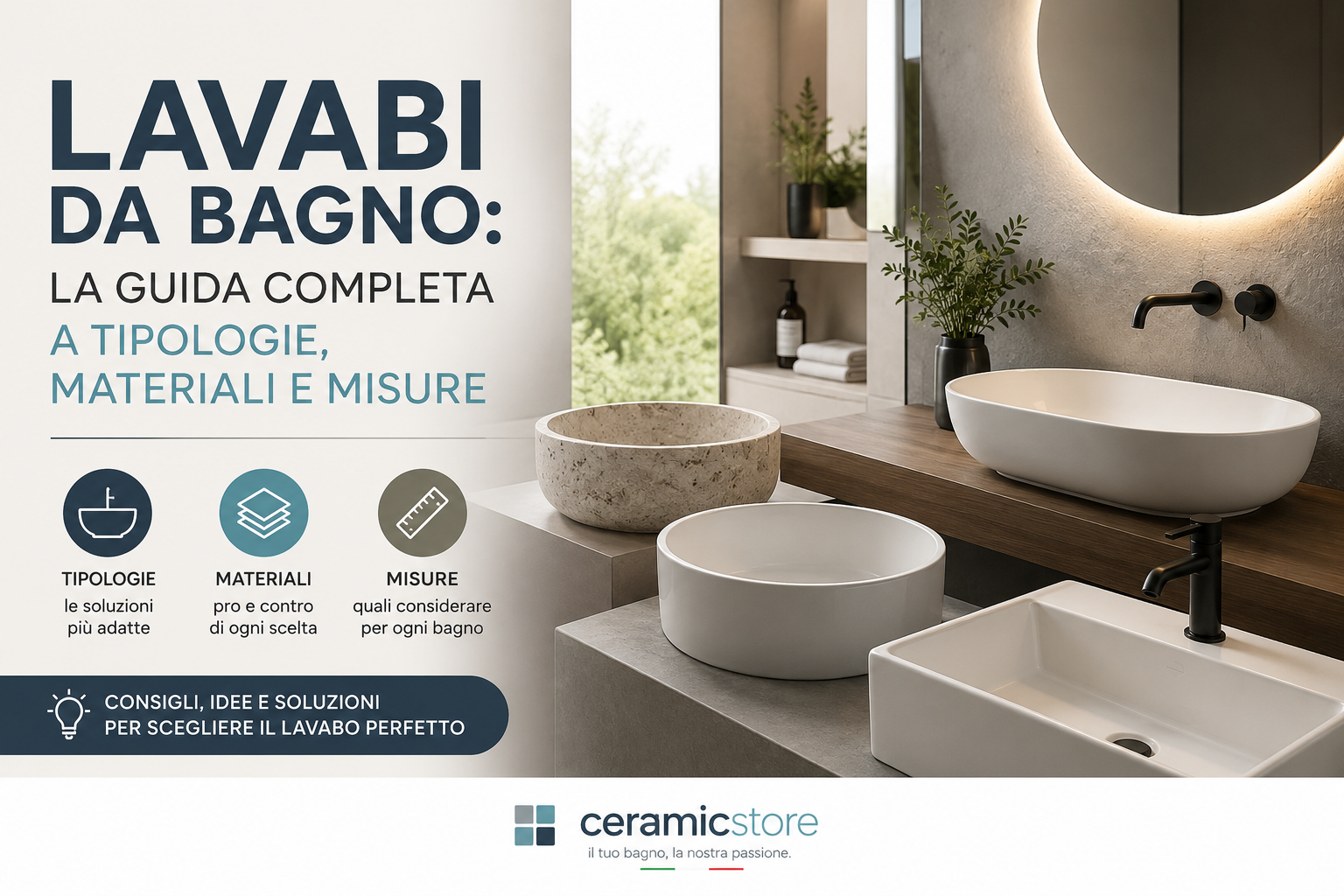 Lavabi da bagno: la guida completa a tipologie, materiali e misure