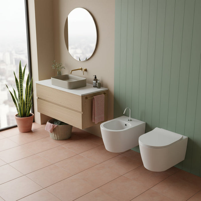 Sanitari sospesi senza brida Domus Falerii Foglia Medium – rimfree