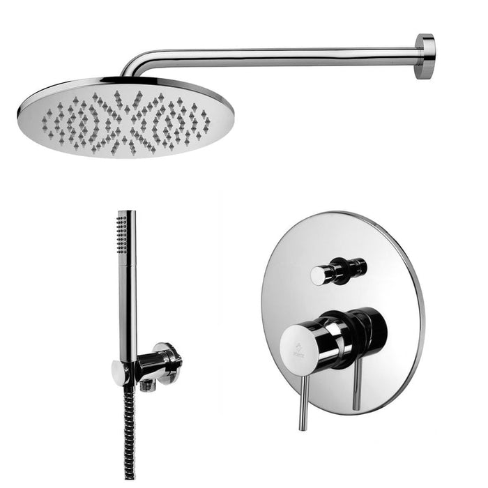 Composizione doccia Paffoni Light – soffione tondo, miscelatore con deviatore e set duplex