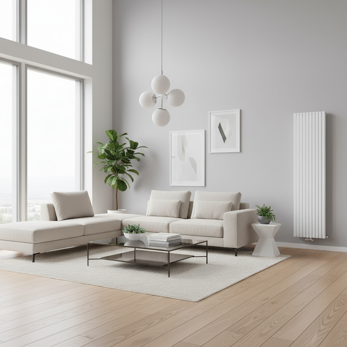 Termoarredo idraulico doppio CSRadiators modello Piano – 1800x480 mm, 1732W, bianco
