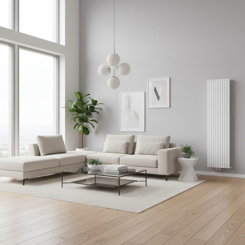 Termoarredo idraulico doppio CSRadiators modello Piano – 1800x480 mm, 1732W, bianco