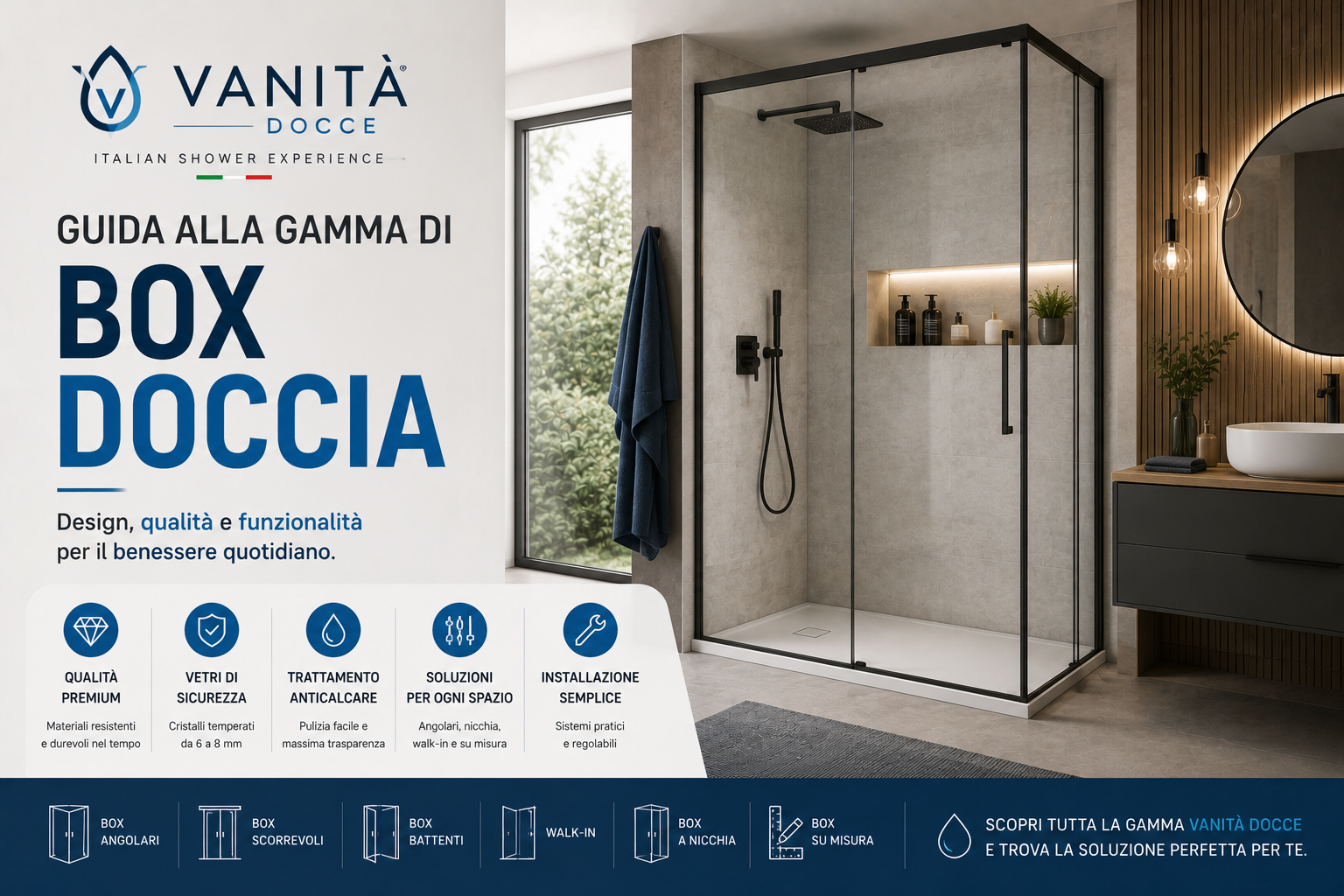 Vanità Docce: guida alla gamma di box doccia