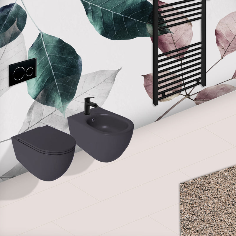 Sanitari sospesi Rimless BathCore Infinity – Antracite Opaco con copriwater Soft Close