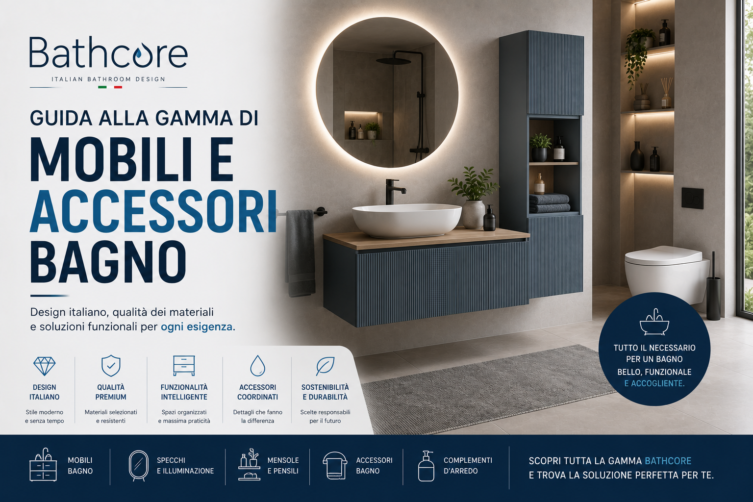 BathCore: guida alla gamma di mobili e accessori bagno