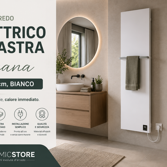 Termoarredo elettrico a piastra Toscana – 180x55 cm, bianco