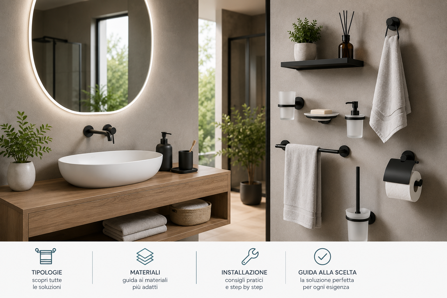 Accessori bagno: la guida completa a tipologie, materiali e installazione