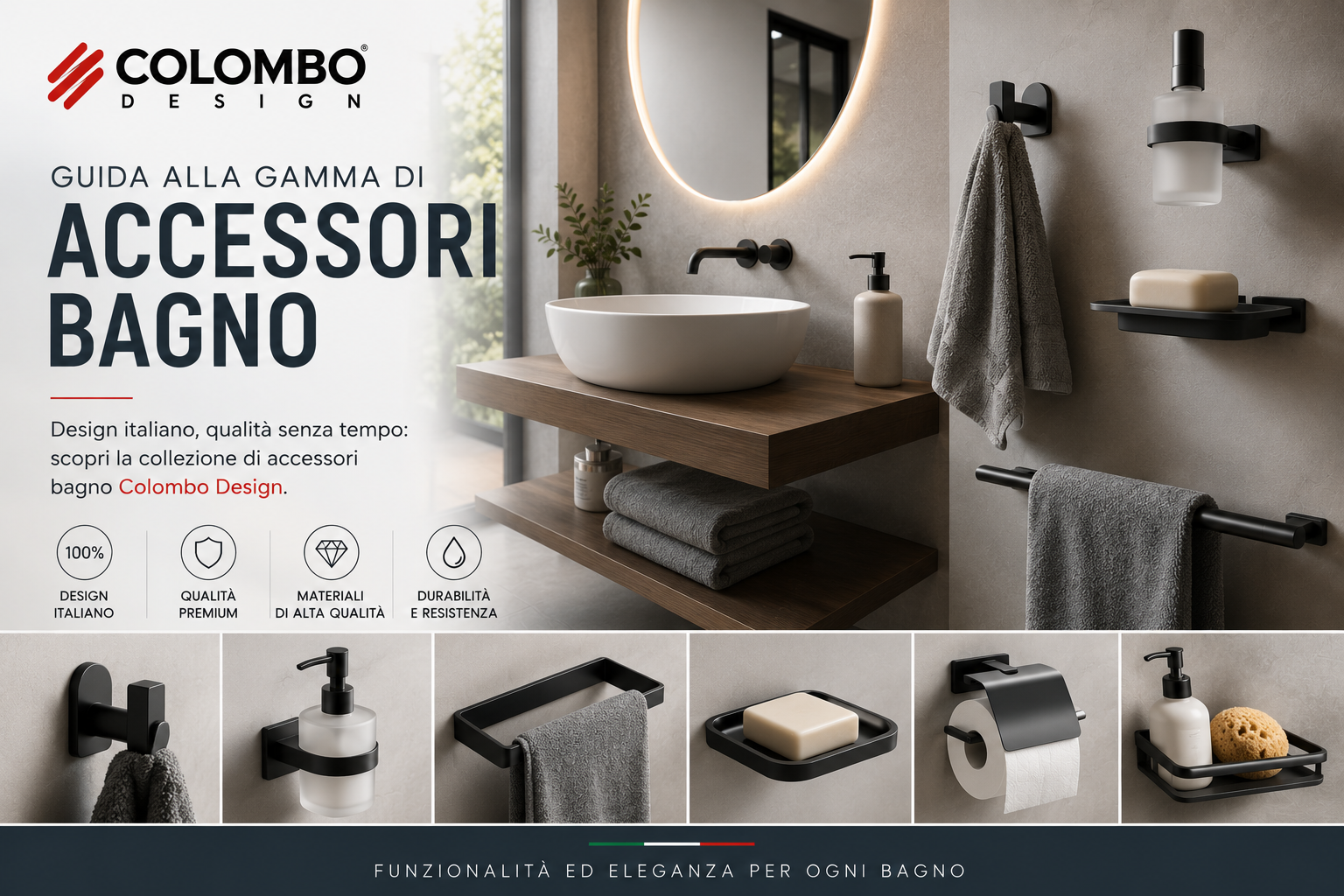 Colombo Design: guida alla gamma di accessori bagno