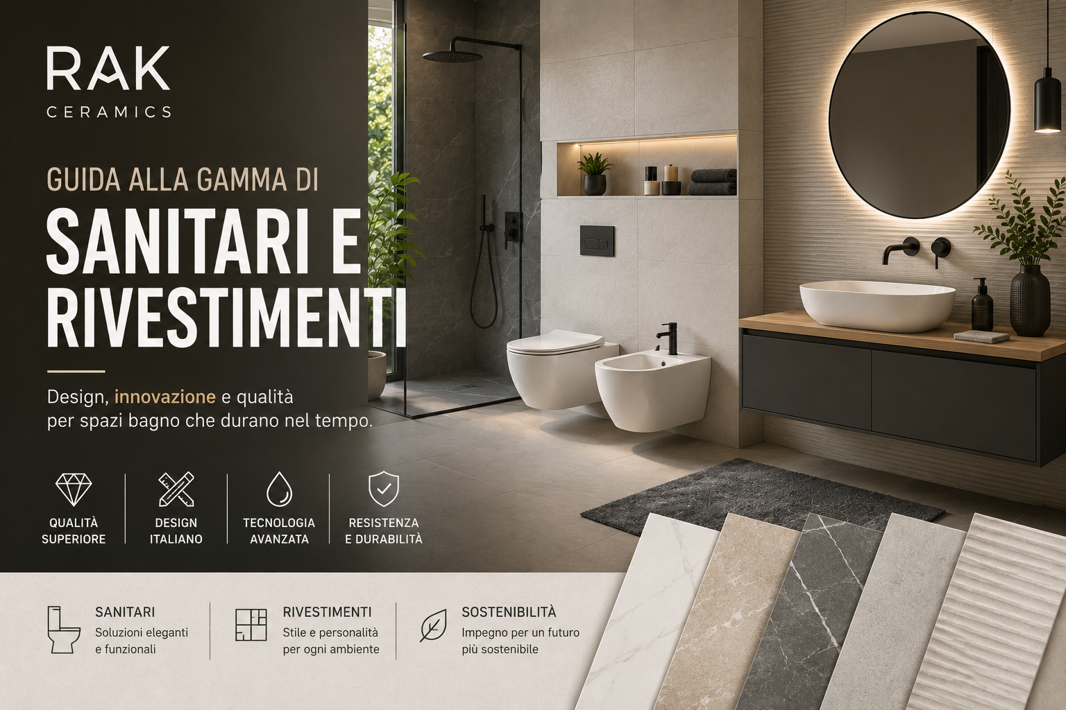 Rak Ceramics: guida alla gamma sanitari e rivestimenti