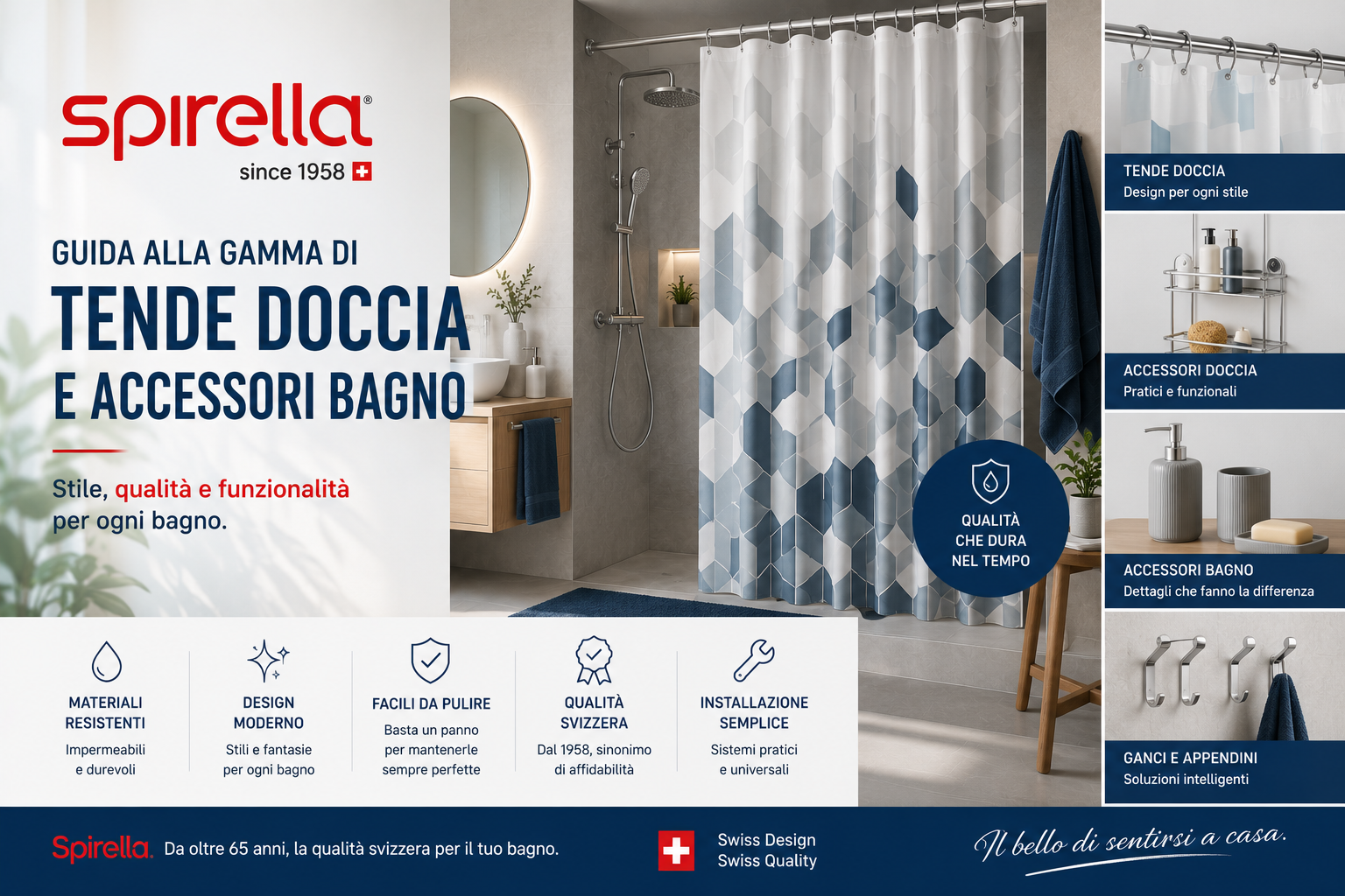 Spirella: guida alla gamma di tende doccia e accessori bagno