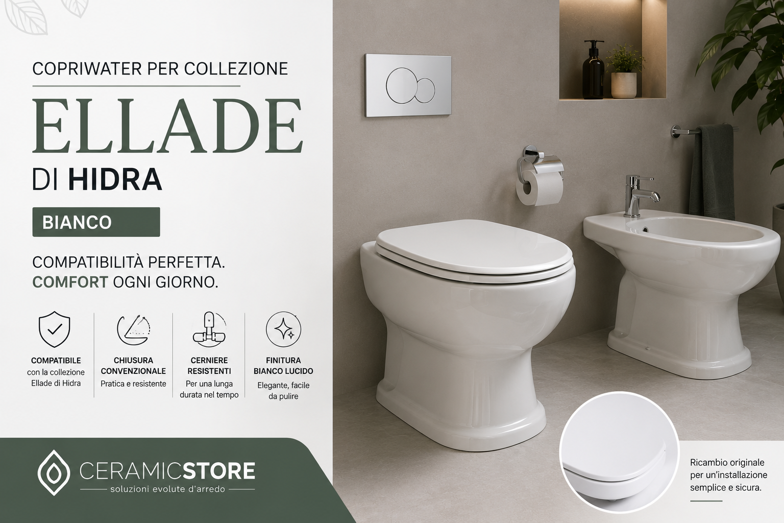 Copriwater per collezione Ellade di Hidra – bianco