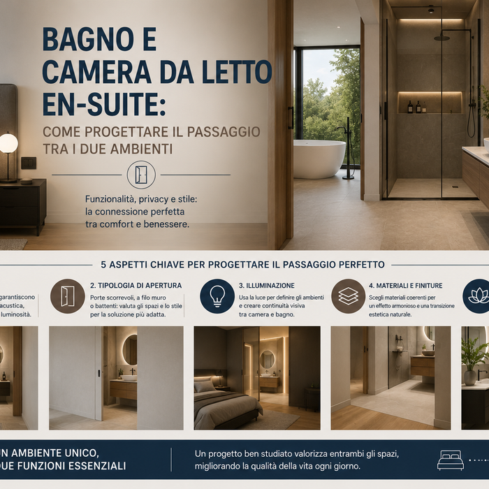 Bagno e camera da letto en-suite: come progettare il passaggio tra i due ambienti