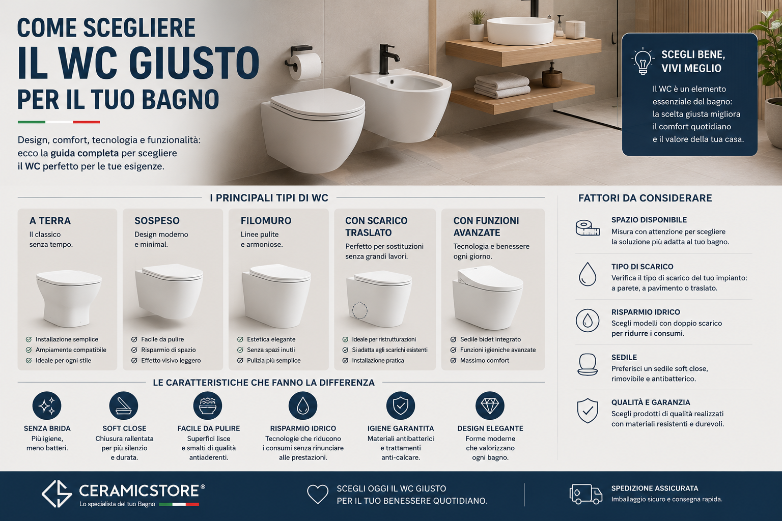 Guida alle misure standard di WC e bidet