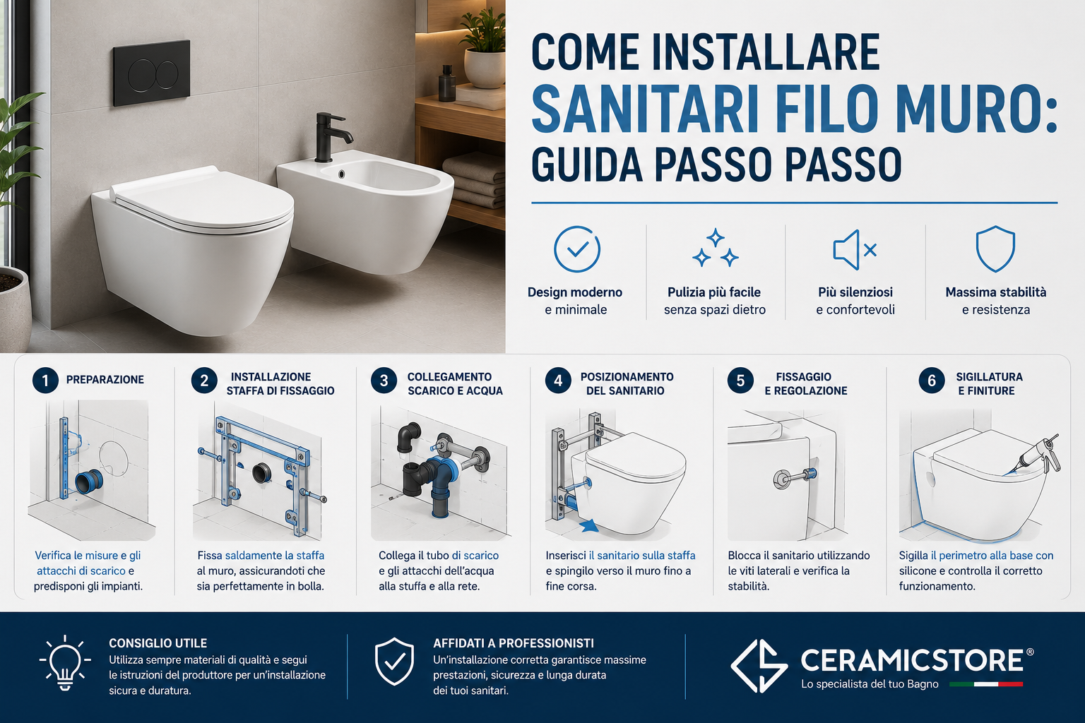 Come installare sanitari filo muro: guida passo passo