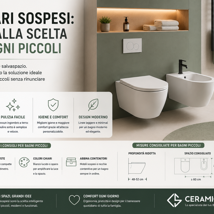 Sanitari sospesi: guida alla scelta per bagni piccoli