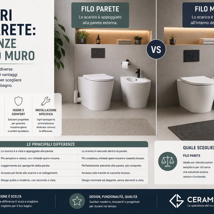 Sanitari filo parete: differenze con filo muro
