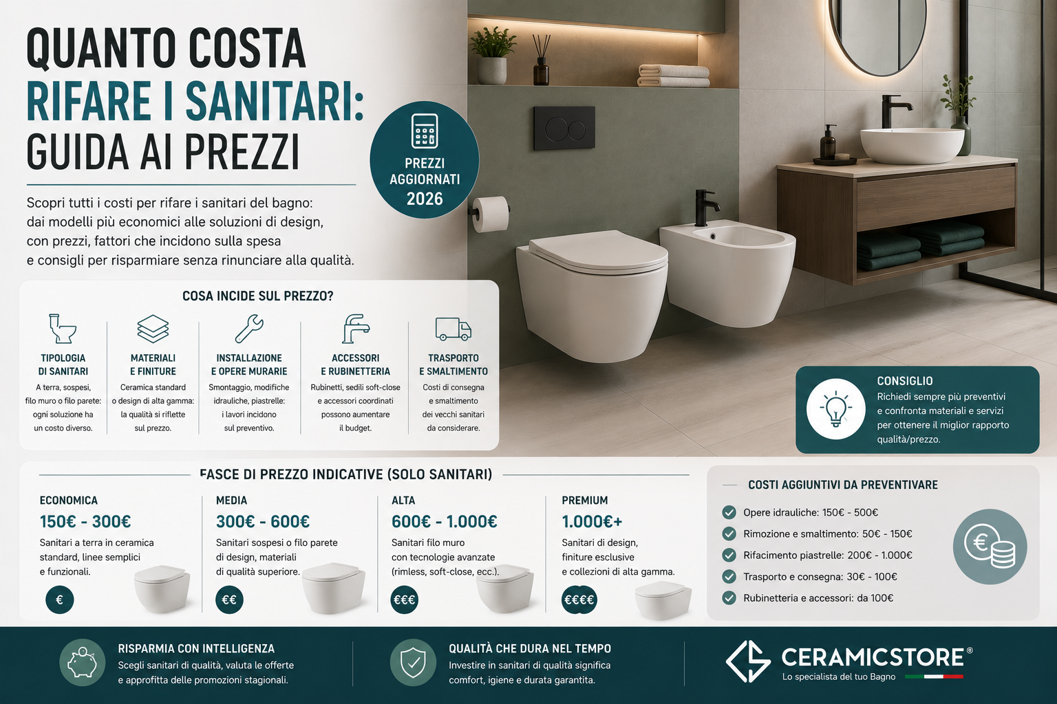 Quanto costa rifare i sanitari: guida ai prezzi