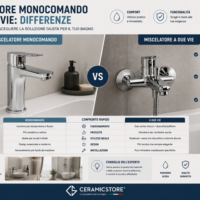Miscelatore monocomando vs a due vie: differenze