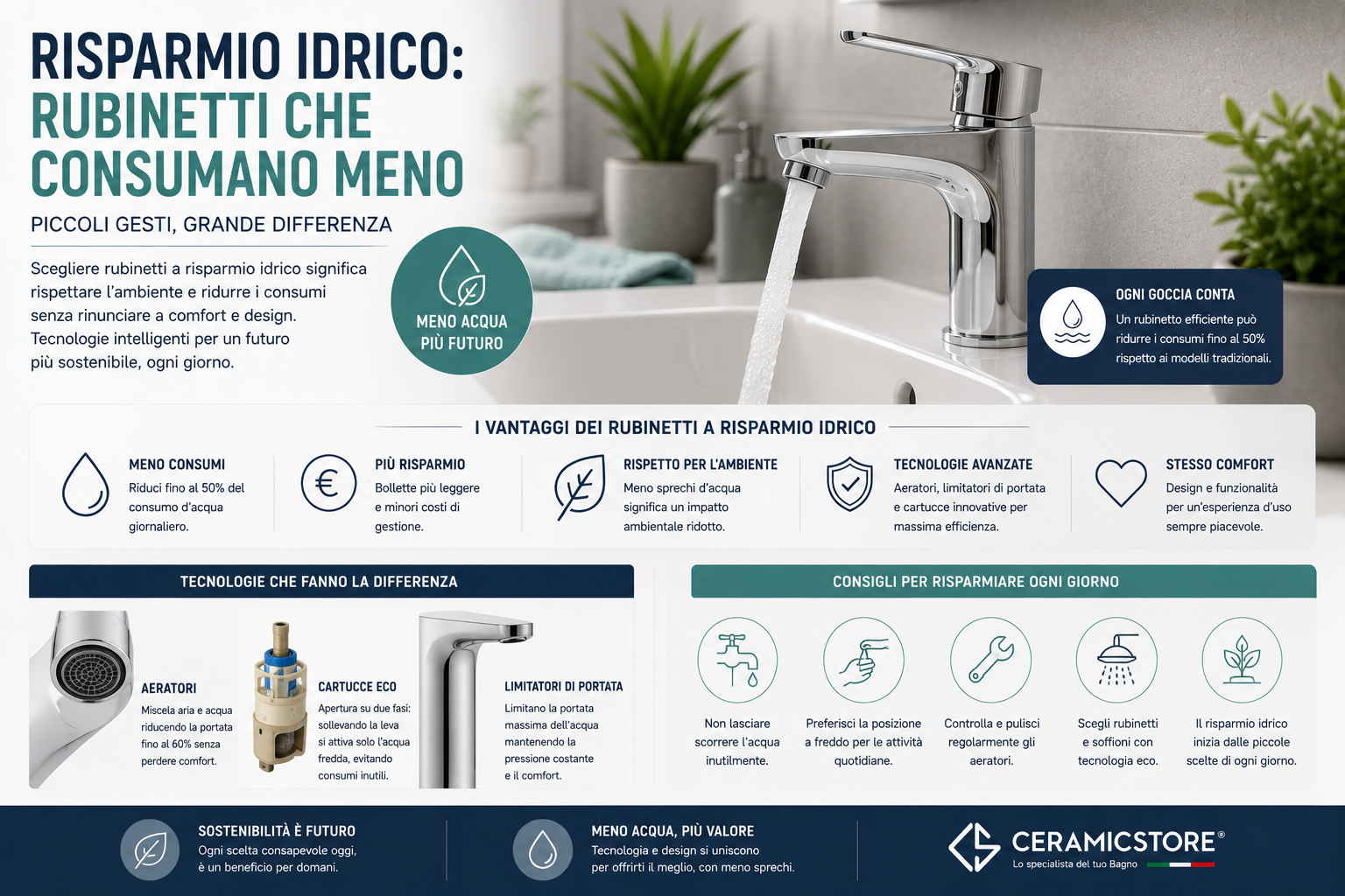 Risparmio idrico: rubinetti che consumano meno