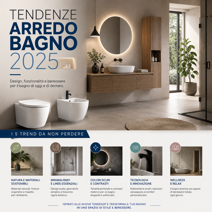 Tendenze arredo bagno 2025: colori, materiali e stili che stanno dominando