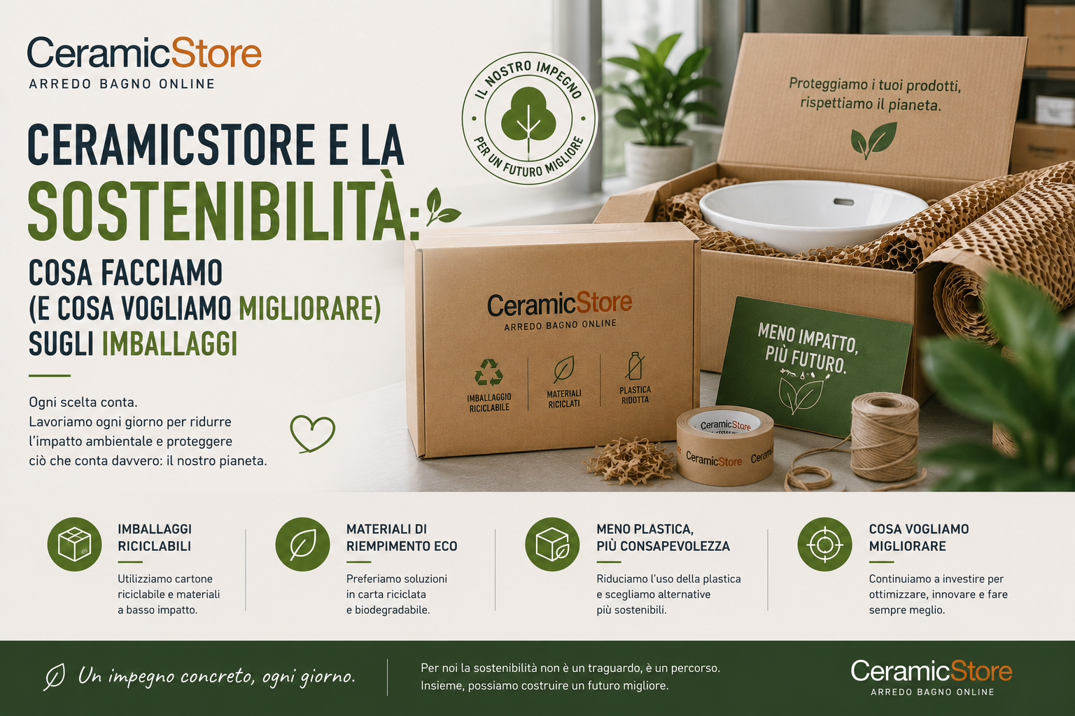 CeramicStore e la sostenibilità: cosa facciamo (e cosa vogliamo migliorare) sugli imballaggi