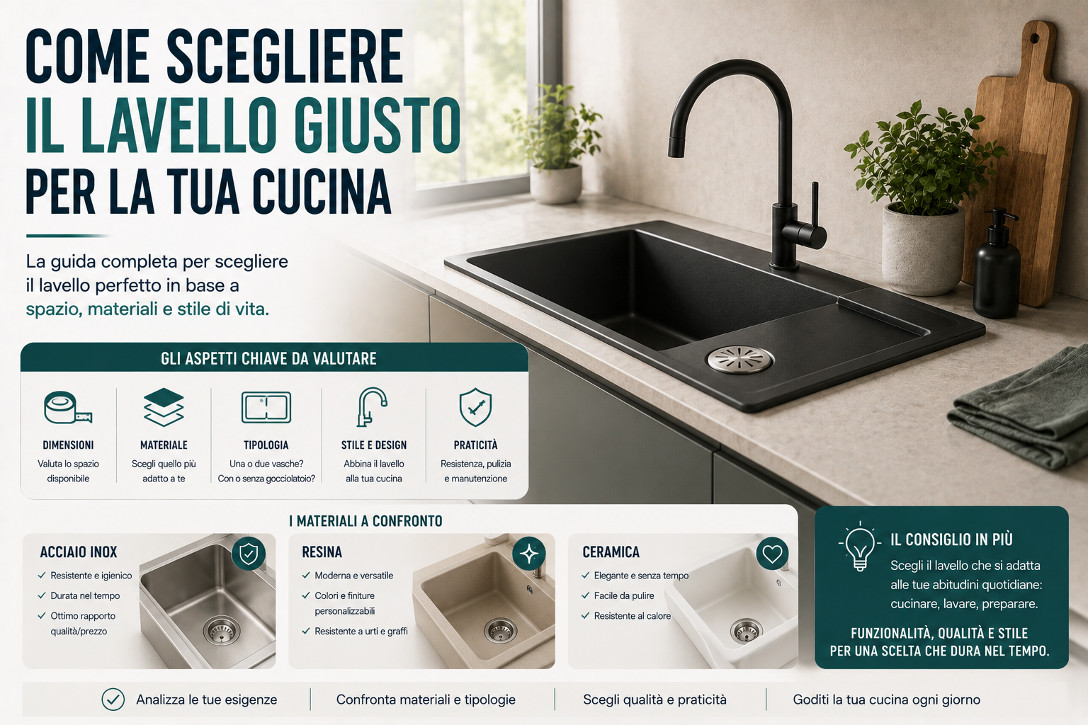 Come scegliere il lavello giusto per la tua cucina