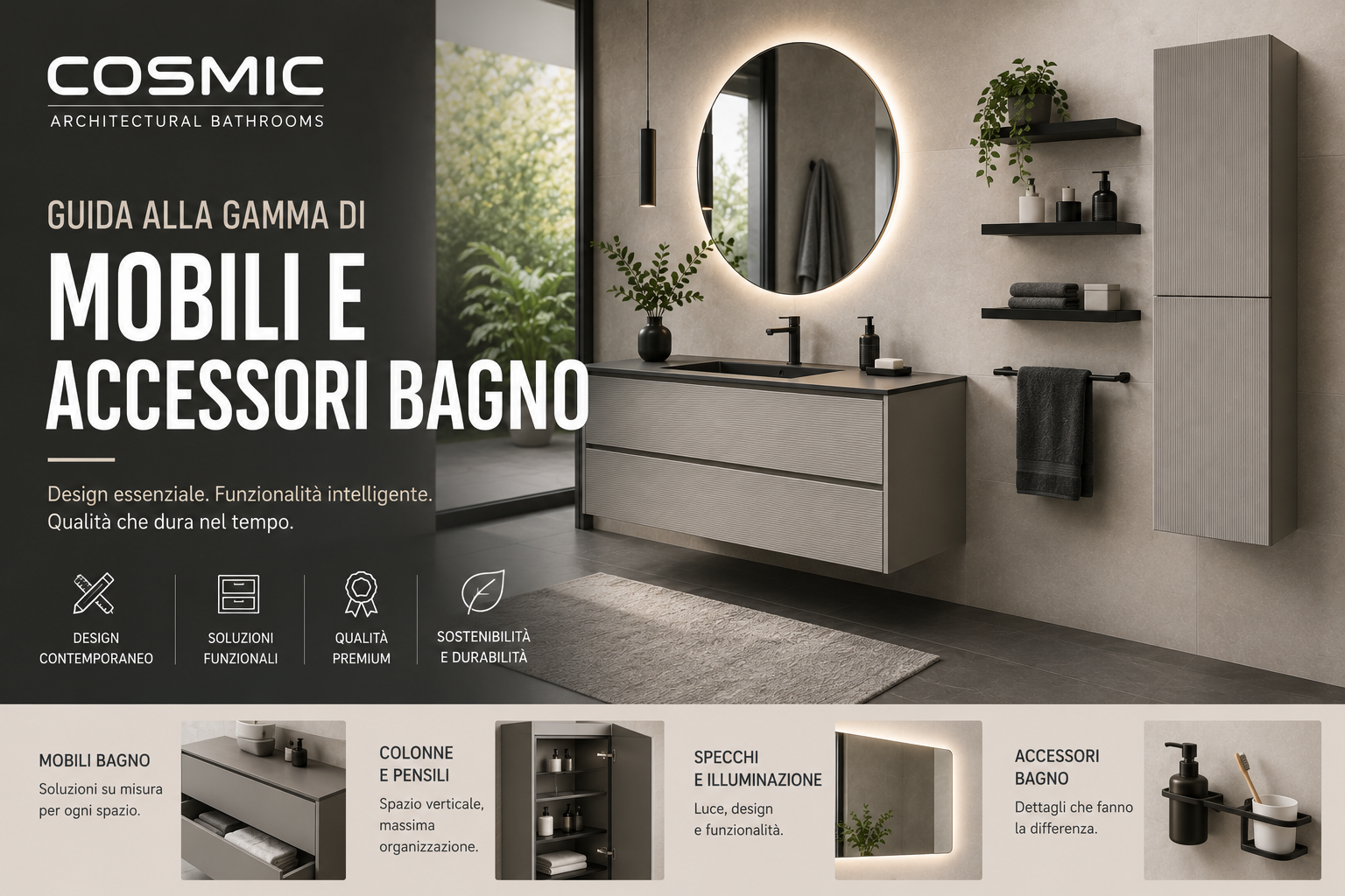 Cosmic: guida alla gamma di mobili e accessori bagno