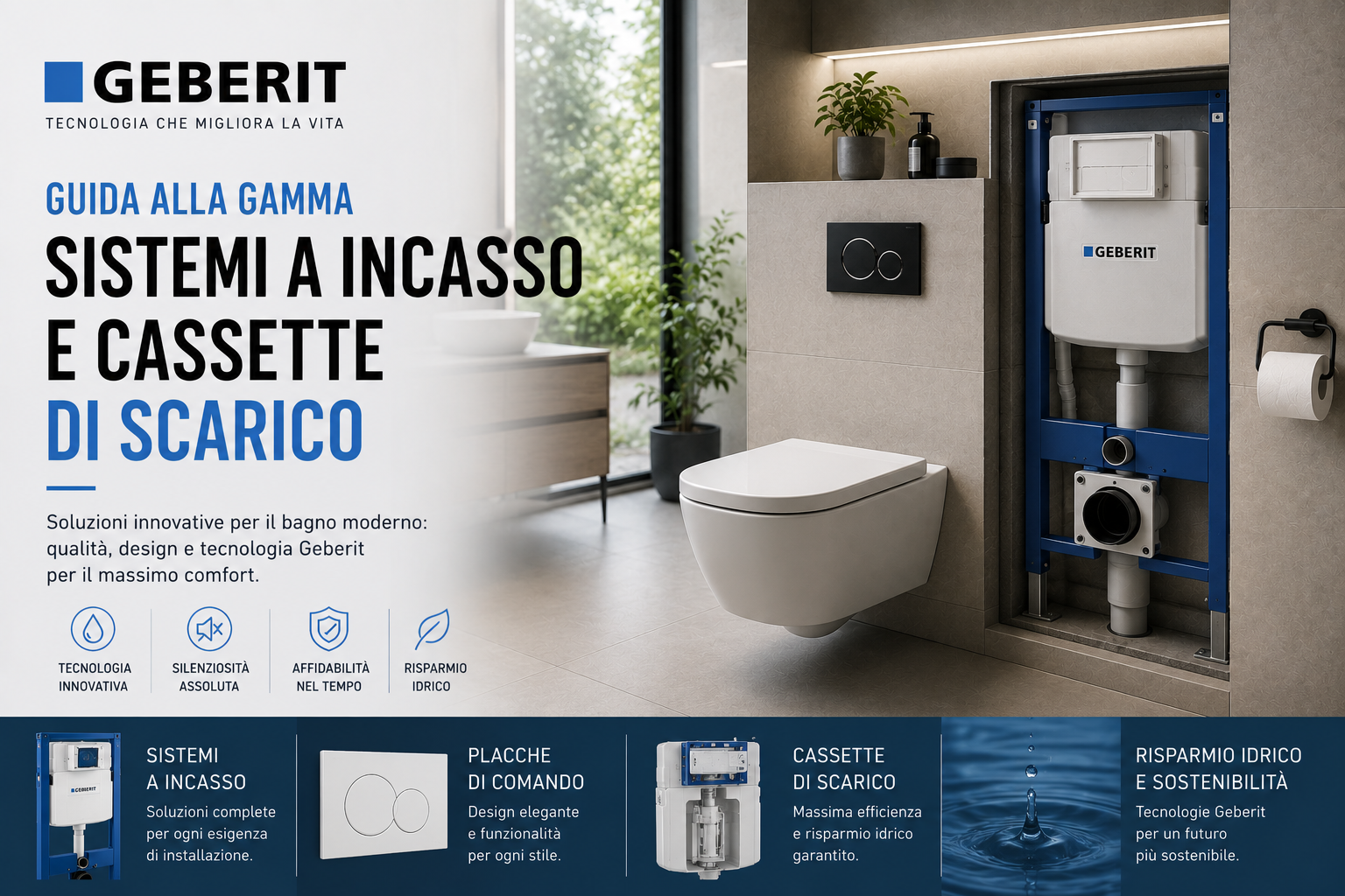 Geberit: guida alla gamma, sistemi a incasso e cassette di scarico
