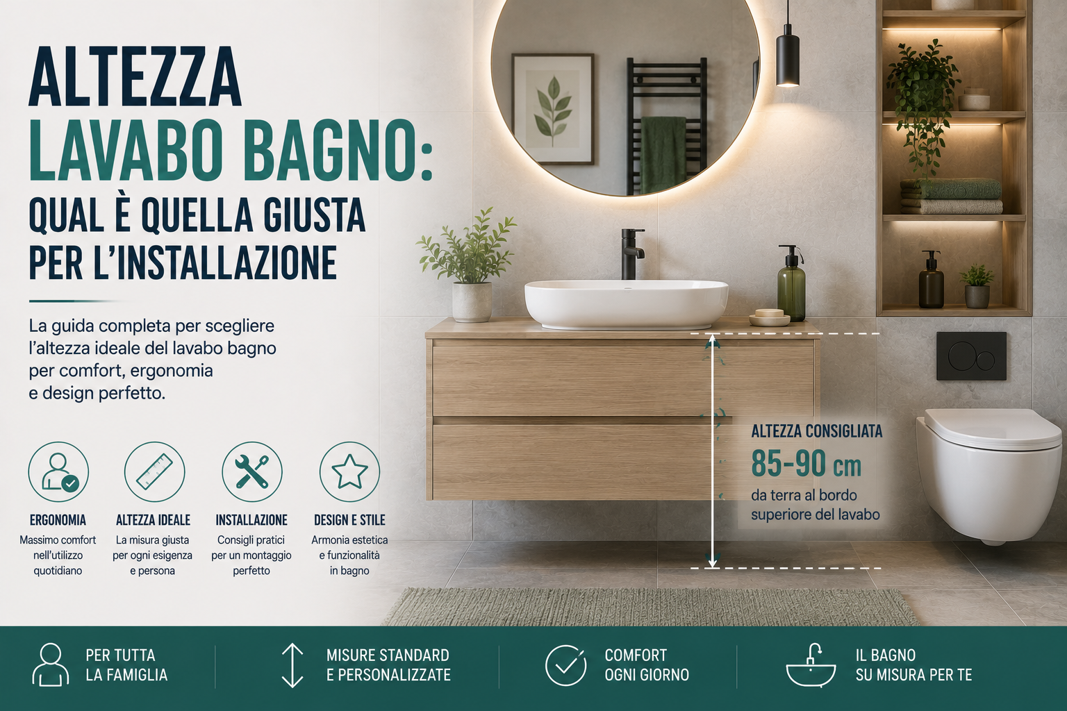 Altezza lavabo bagno: qual è quella giusta per l'installazione