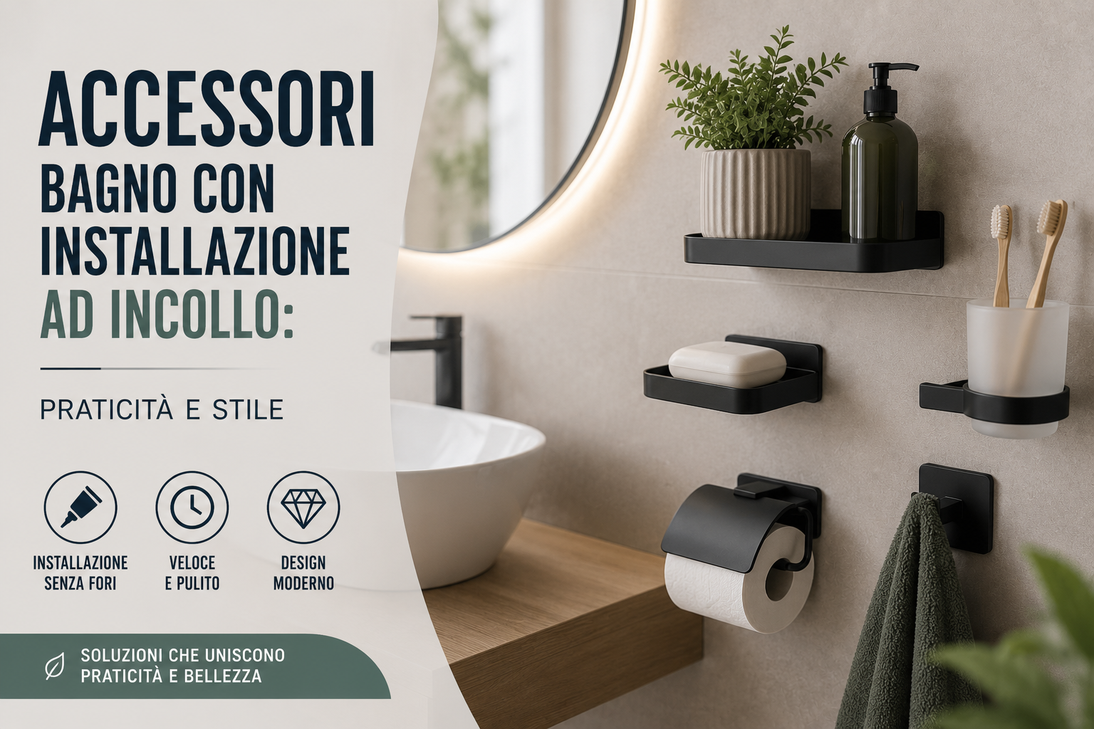 Accessori bagno con installazione ad incollo: praticità e stile