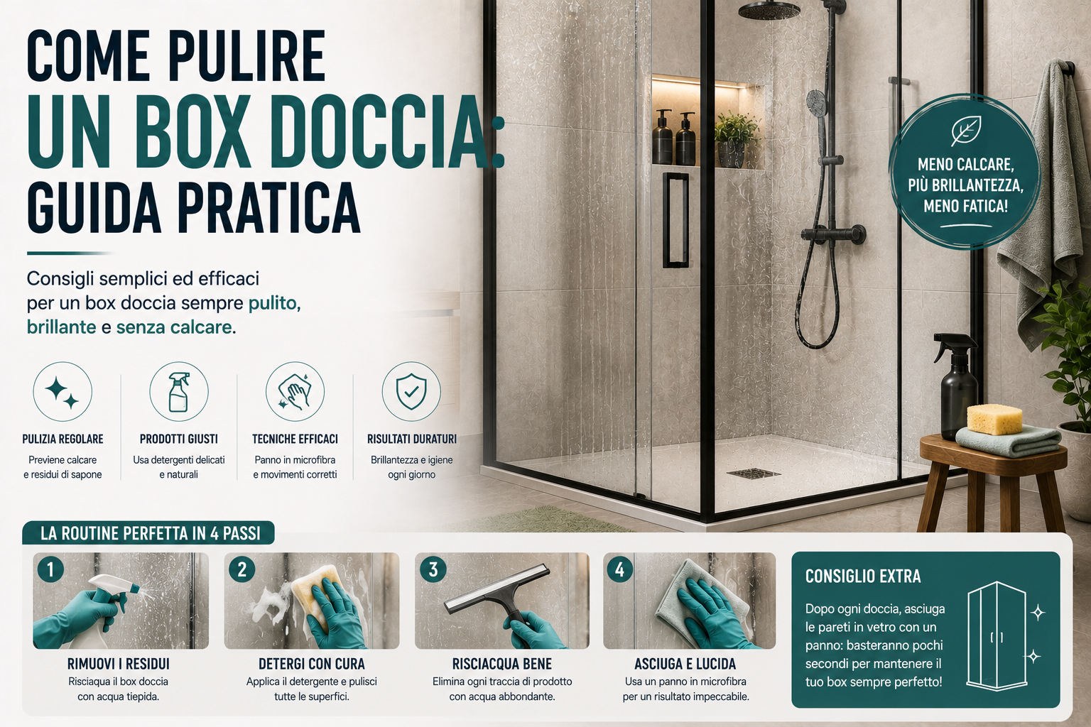 Come pulire un box doccia: guida pratica