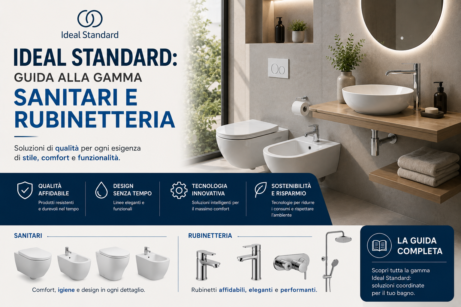 Ideal Standard: guida alla gamma sanitari e rubinetteria
