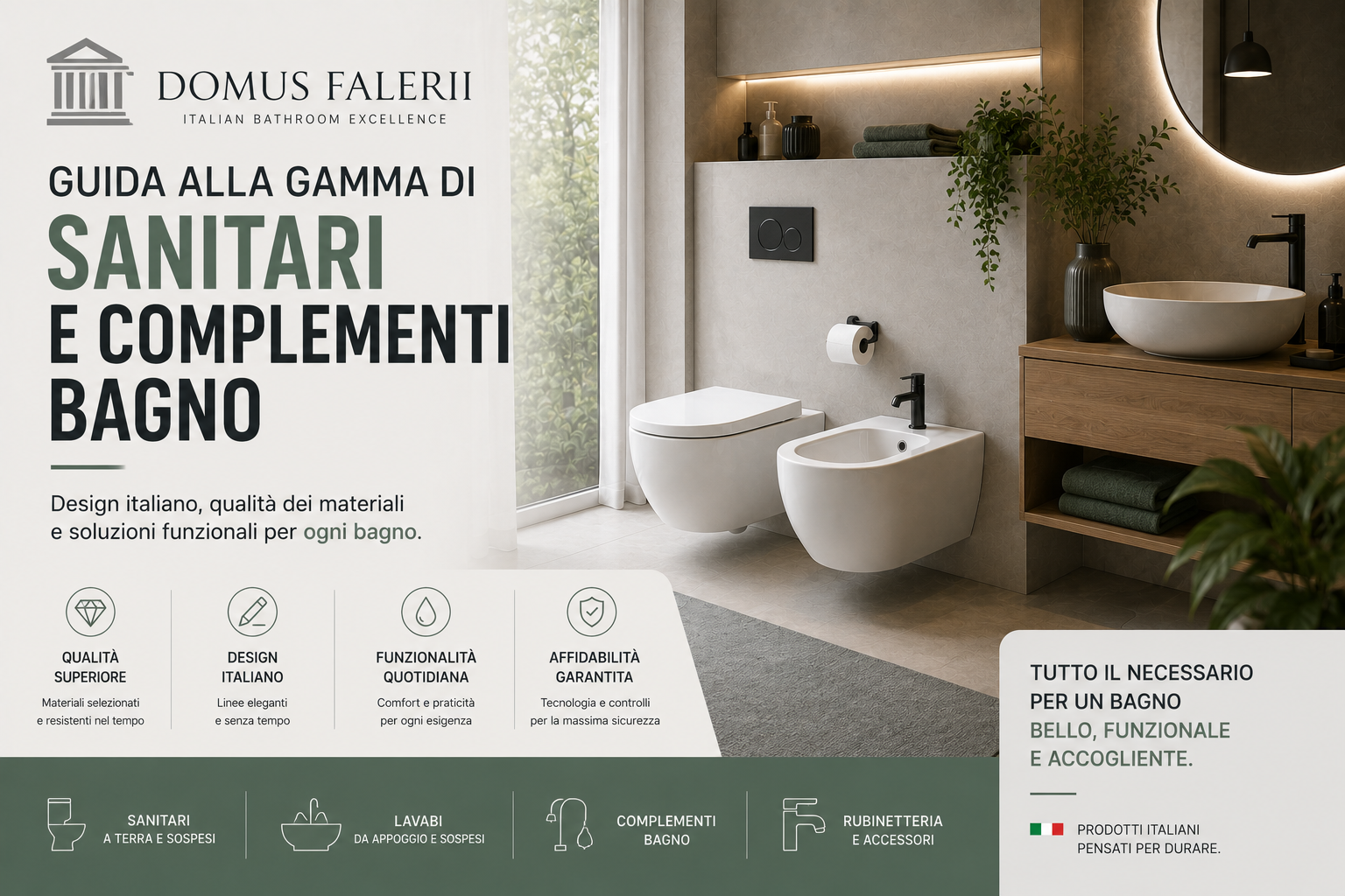 Domus Falerii: guida alla gamma di sanitari e complementi bagno