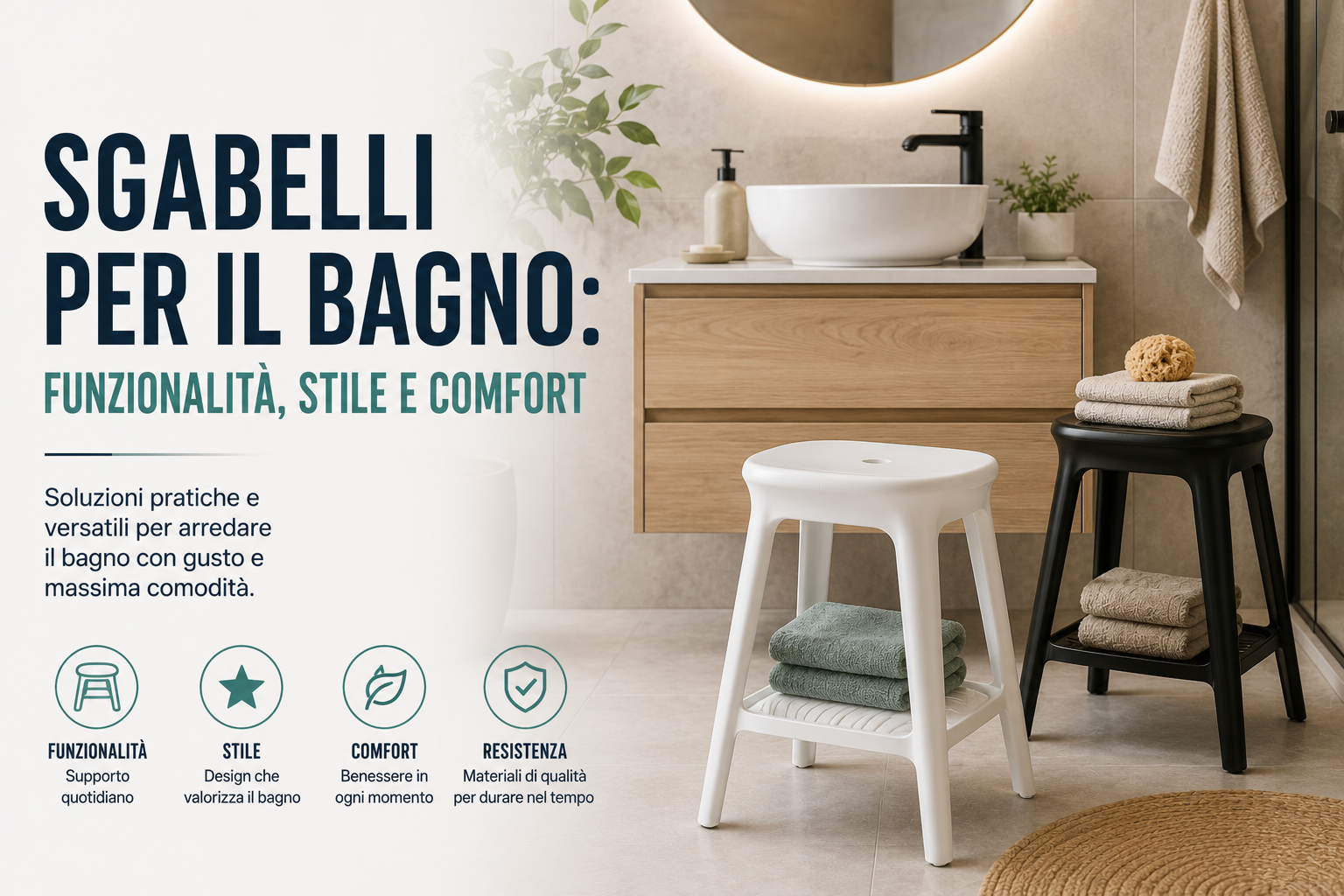 Sgabelli per il bagno: funzionalità, stile e comfort