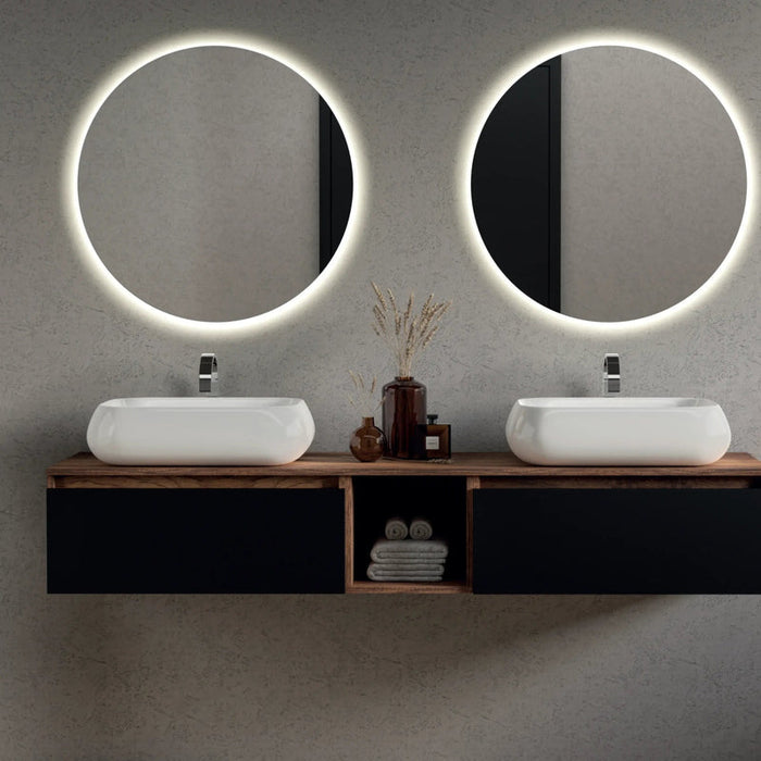 Mobile bagno sospeso Cubi&Co Venice 170 cm – doppio lavabo e doppio specchio LED, Made in Italy