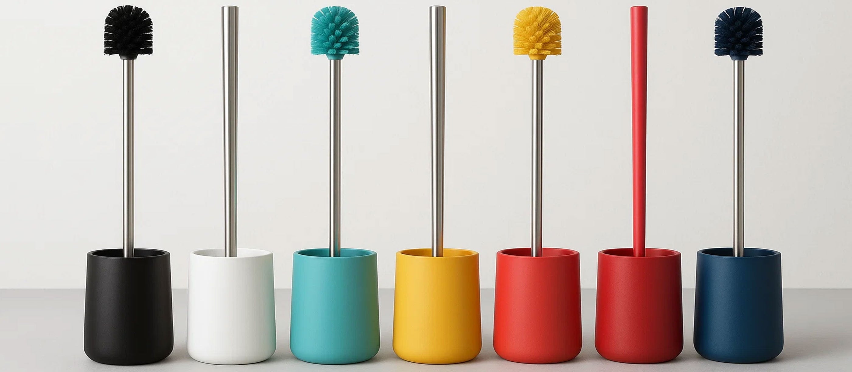 Set Scopino WC Elefante In Silicone Con Supporto - Manico Lungo, Antimacchia, Bianco - 5