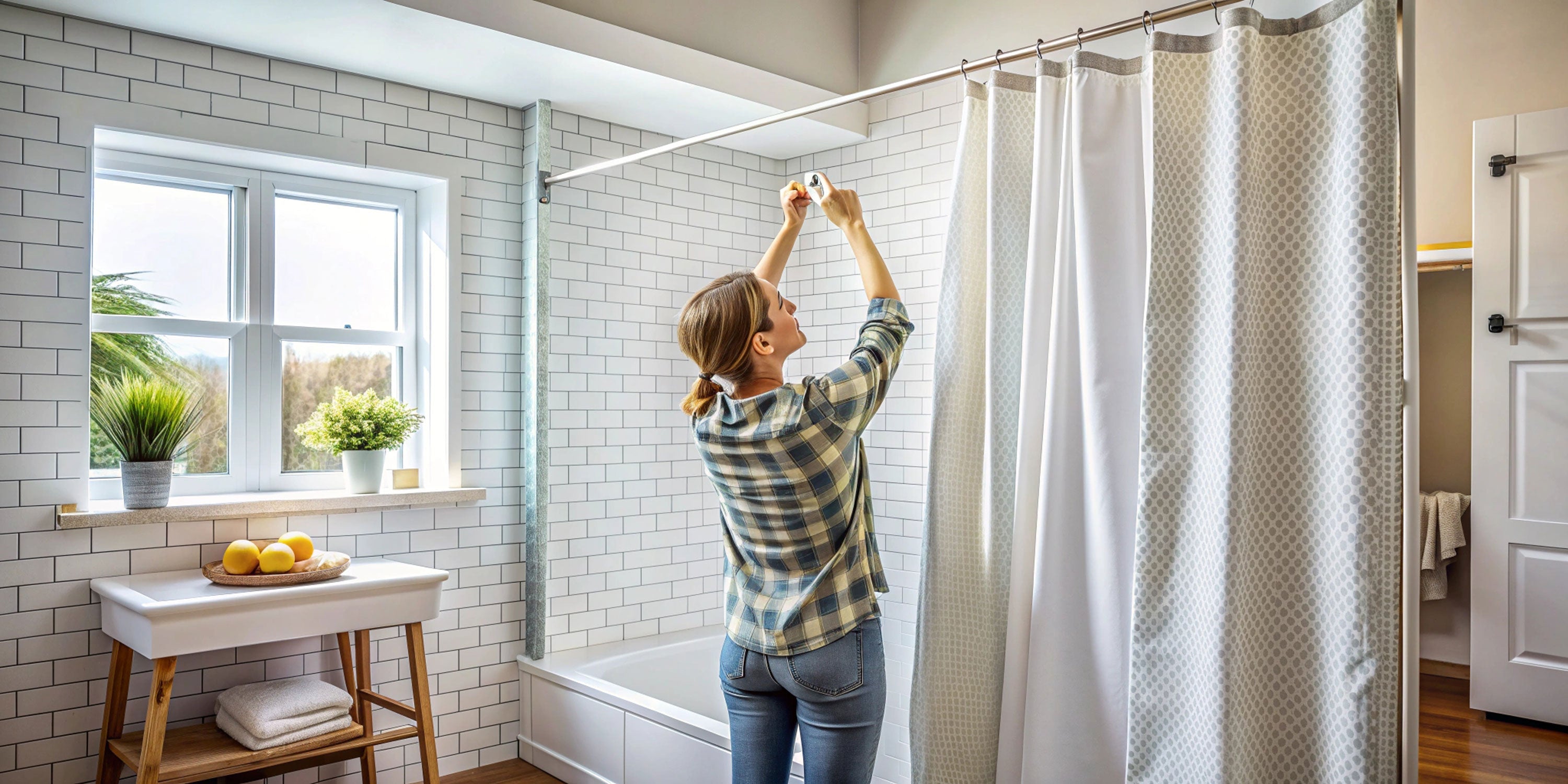 Tenda Doccia PEVA Con Fiori 180x200 Cm – Grigio, Con Anelli Inclusi, Per Vasca E Bagno