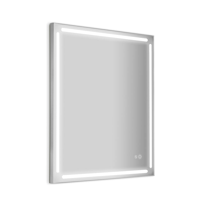 Specchio a led 60x80 con luci a led, cornice alluminio spazzolato e sistema anti-appannamento Gedy modello Paul