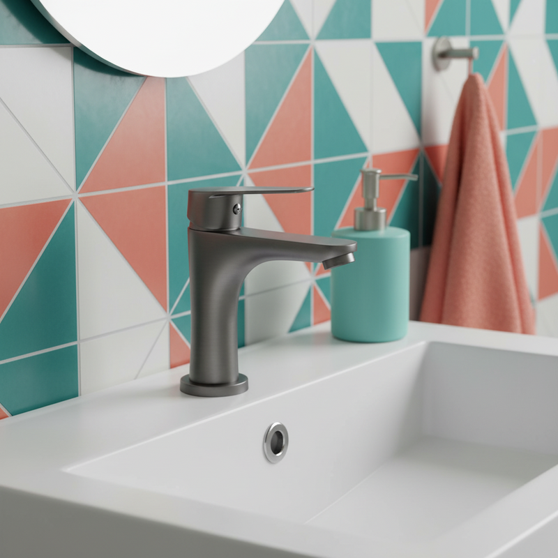 Miscelatore lavabo senza scarico Gedy Collezione Como Finitura GUN METAL