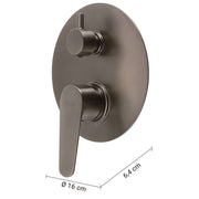 MISCELATORE INCASSO DOCCIA CON DEVIATORE COMO GUN METAL