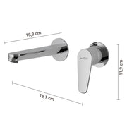 MISCELATORE LAVABO DA MURO COMO CROMO
