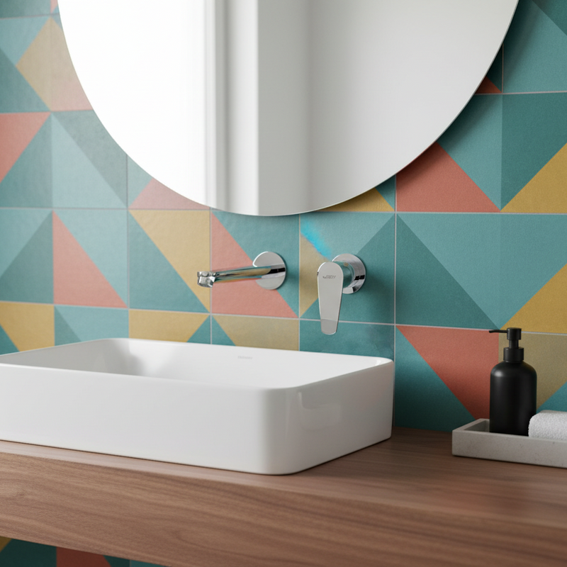 Miscelatore lavabo a muro finitura Cromata completo di corpo incasso Gedy collezione COMO