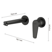 MISCELATORE LAVABO DA MURO COMO NERO MATT