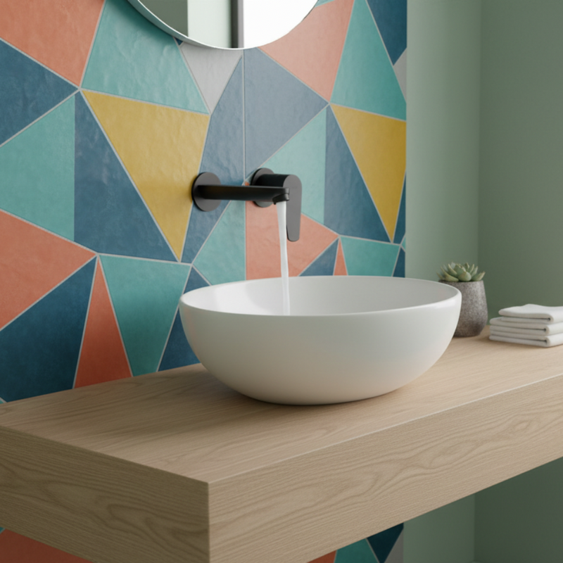 Miscelatore lavabo a muro finitura Nero Opaco completo di corpo incasso Gedy collezione COMO