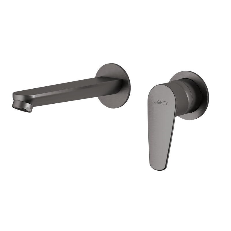 MISCELATORE LAVABO DA MURO COMO GUN METAL