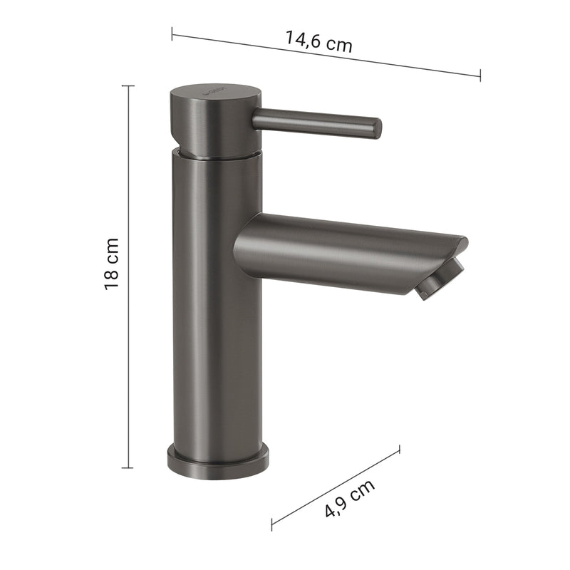 MISCELATORE LAVABO BASSO GARDA GUN METAL