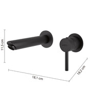 MISCELATORE LAVABO DA MURO GARDA NERO MATT