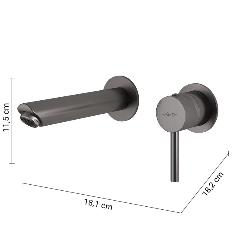 MISCELATORE LAVABO DA MURO GARDA GUN METAL